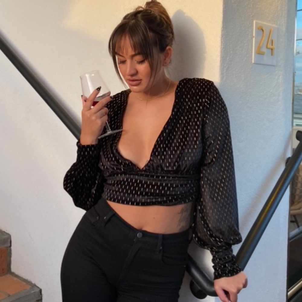 House of Harlow 1960 x Revolve, Black Velvet Crop, Size M